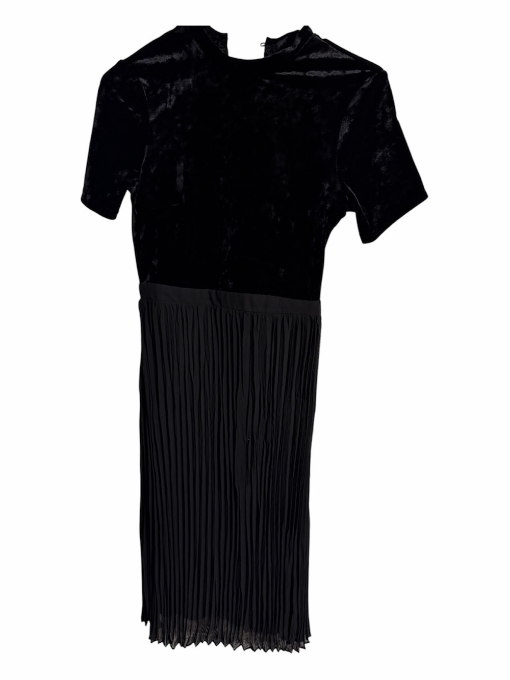 Velvet Top Black Pleated Midi Dress - Women's Size XS